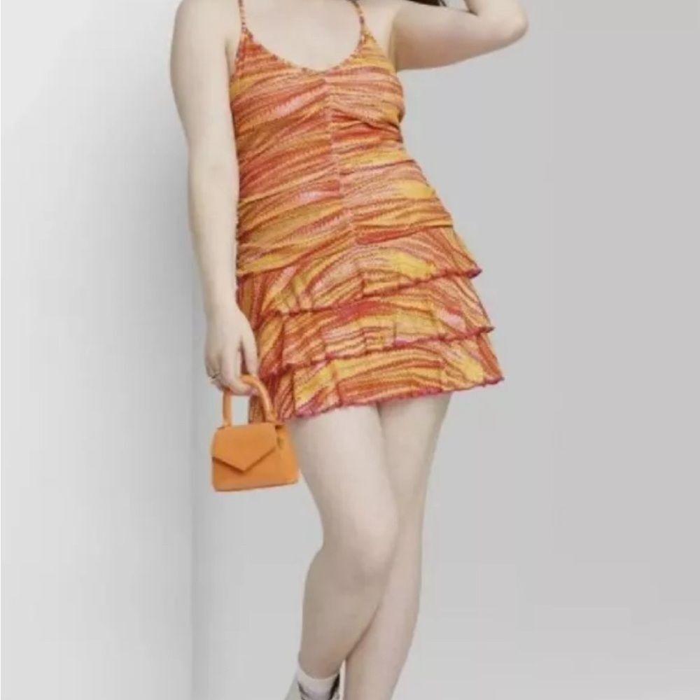Wild Fable Women Romantic Y2K Size XL Spaghetti Strap Stretch Tiered Mini Dress